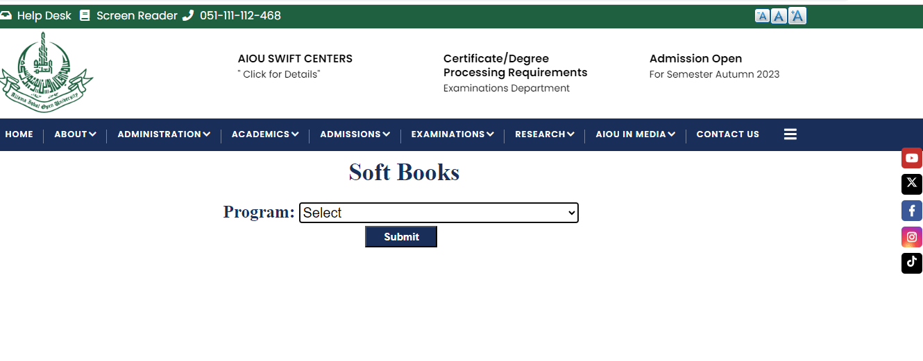 4.-Official website of aiou.edu.pk